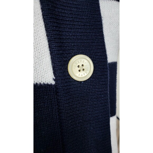 Chaps Navy Blue White Striped Knit Collared Cardigan Sweater Women's Size 2X - Picture 9 of 10